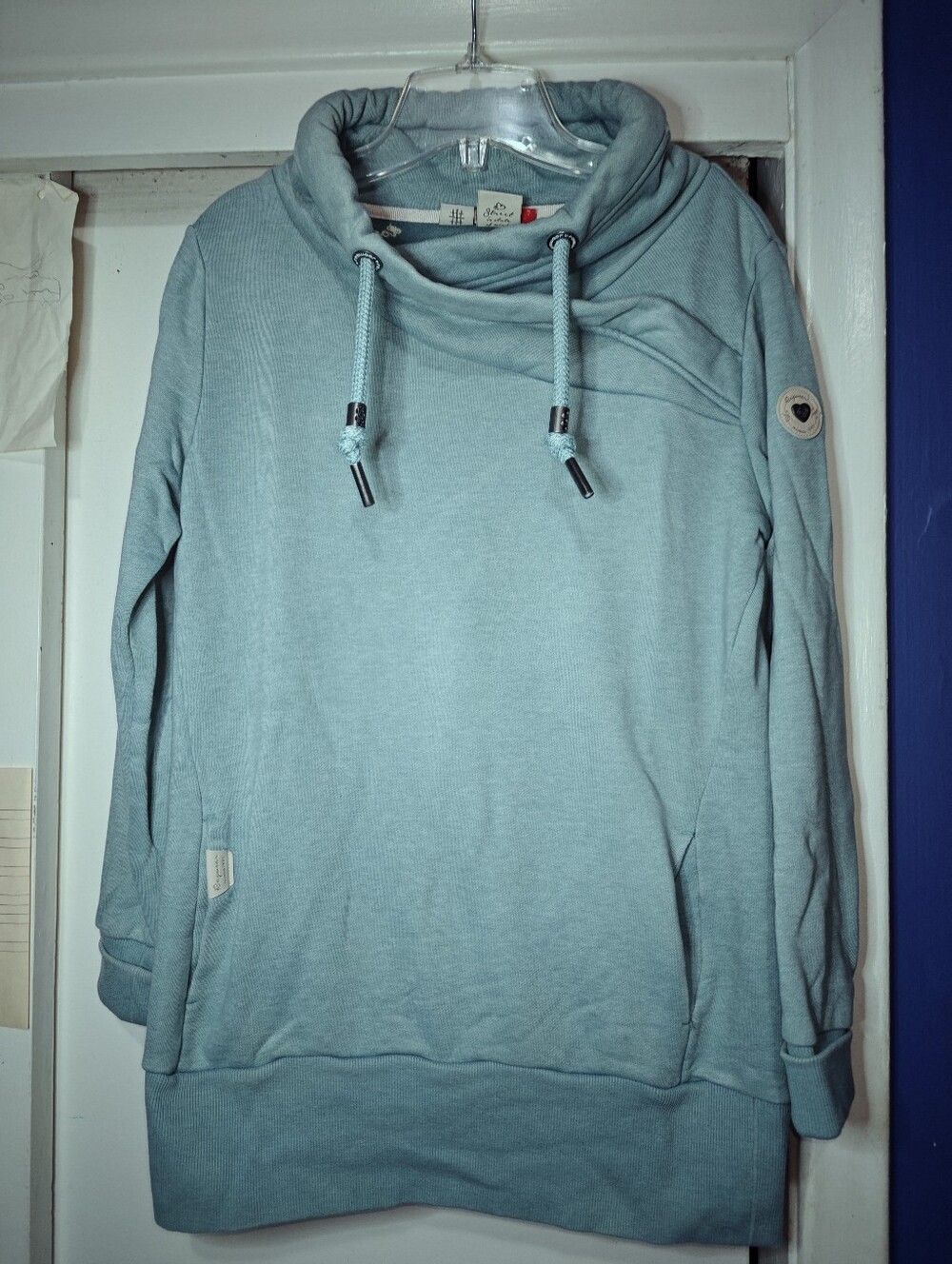 Ragwear Funnel Neck Sweatshirt -Light Teal -Sz L